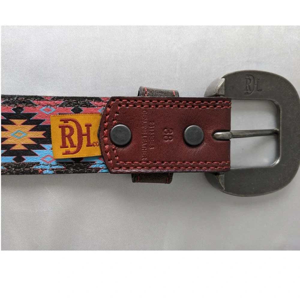 Red Dirt Hat Co Mens Tooled Leather Western Belt Aztec Southwestern Brown Sz 38